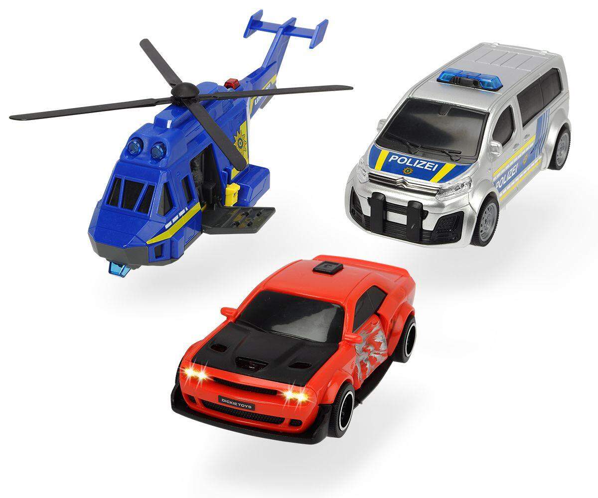 Dickie Toys SOS Serie dickie-police Chase mit 2 Fahrzeugen und 1 Heli