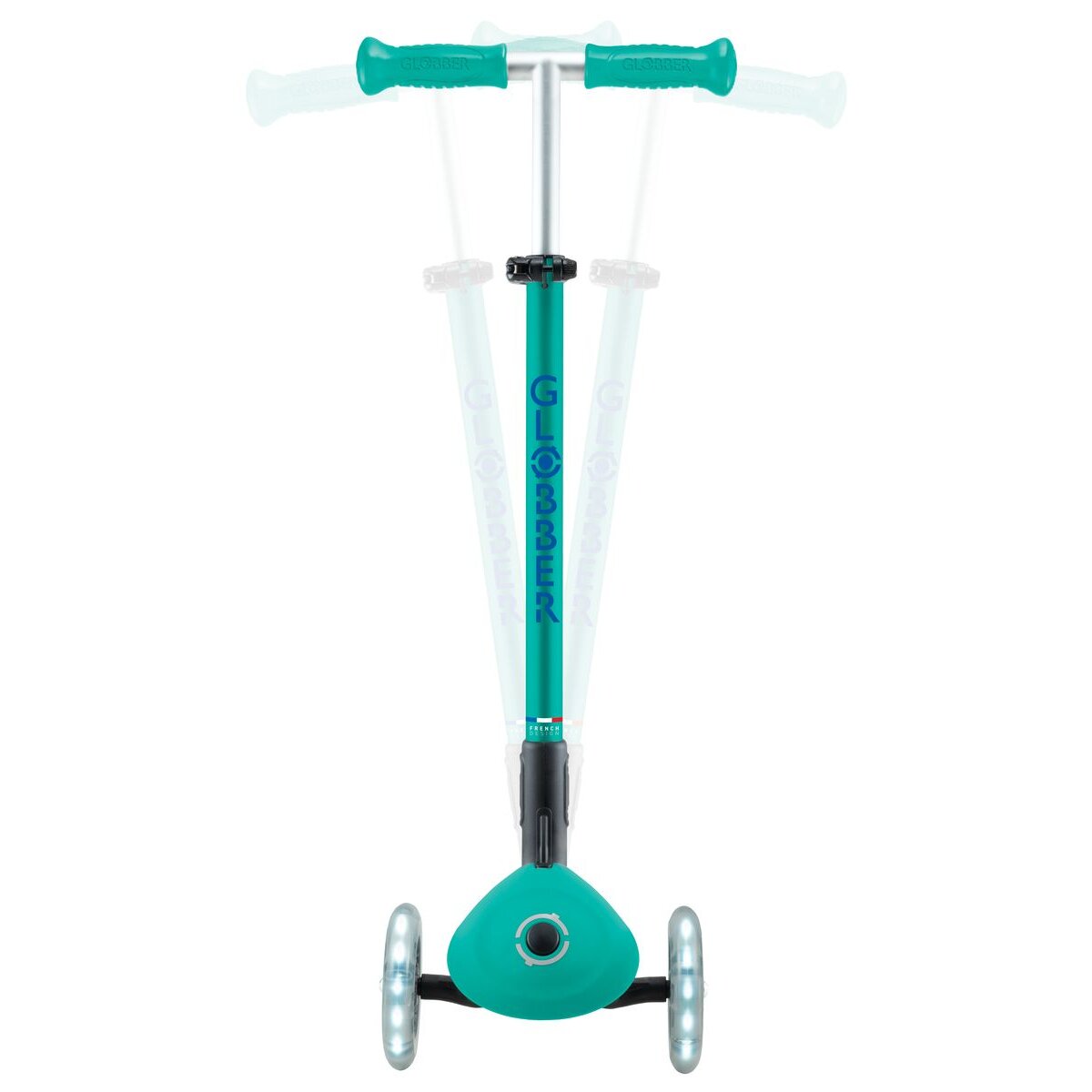 Authentic Sports Globber Primo Foldable Plus Lights türkis-dunkelblau, mit Leuchtrollen
