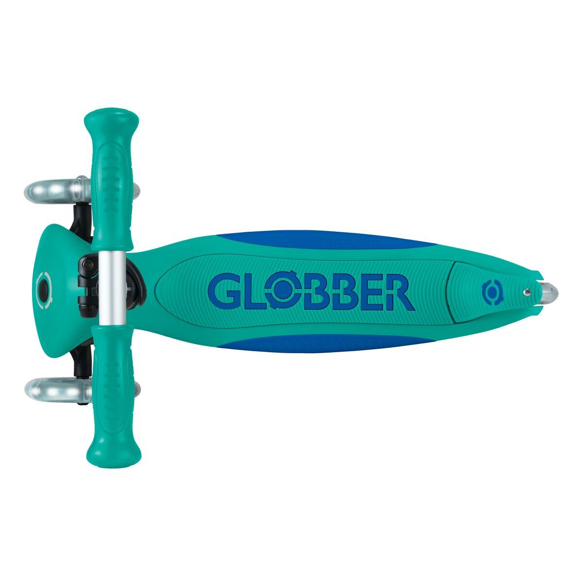 Authentic Sports Globber Primo Foldable Plus Lights türkis-dunkelblau, mit Leuchtrollen