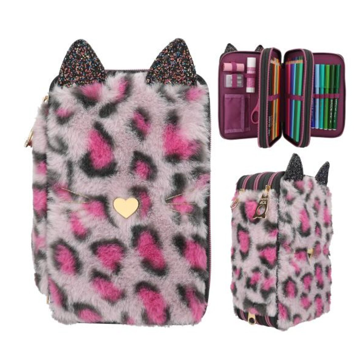Depesche TOPModel 3 Fach Federtasche Leo Fell REBEL KITTY