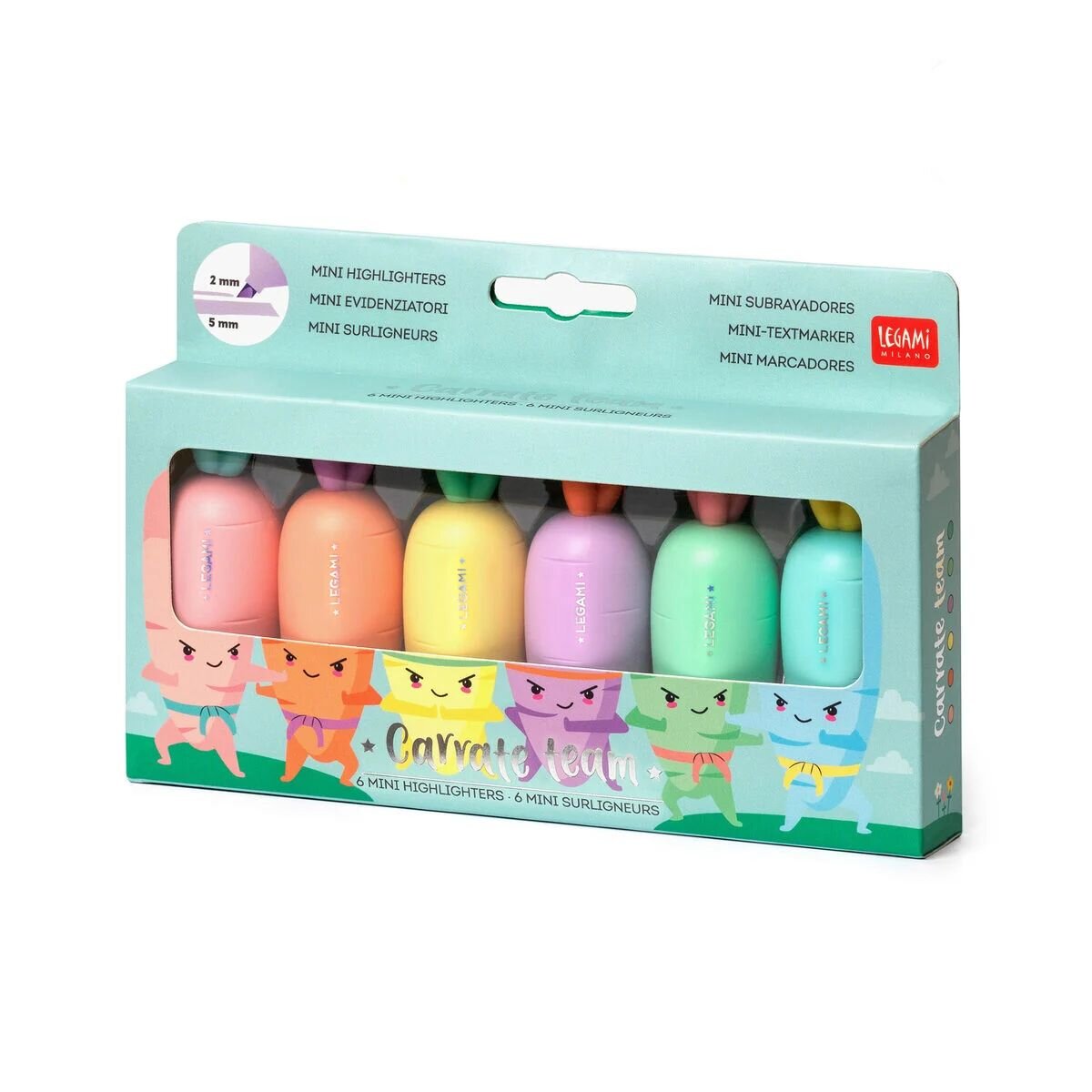 Legami Mini-Textmarker im 6er-Set - Carrate Team