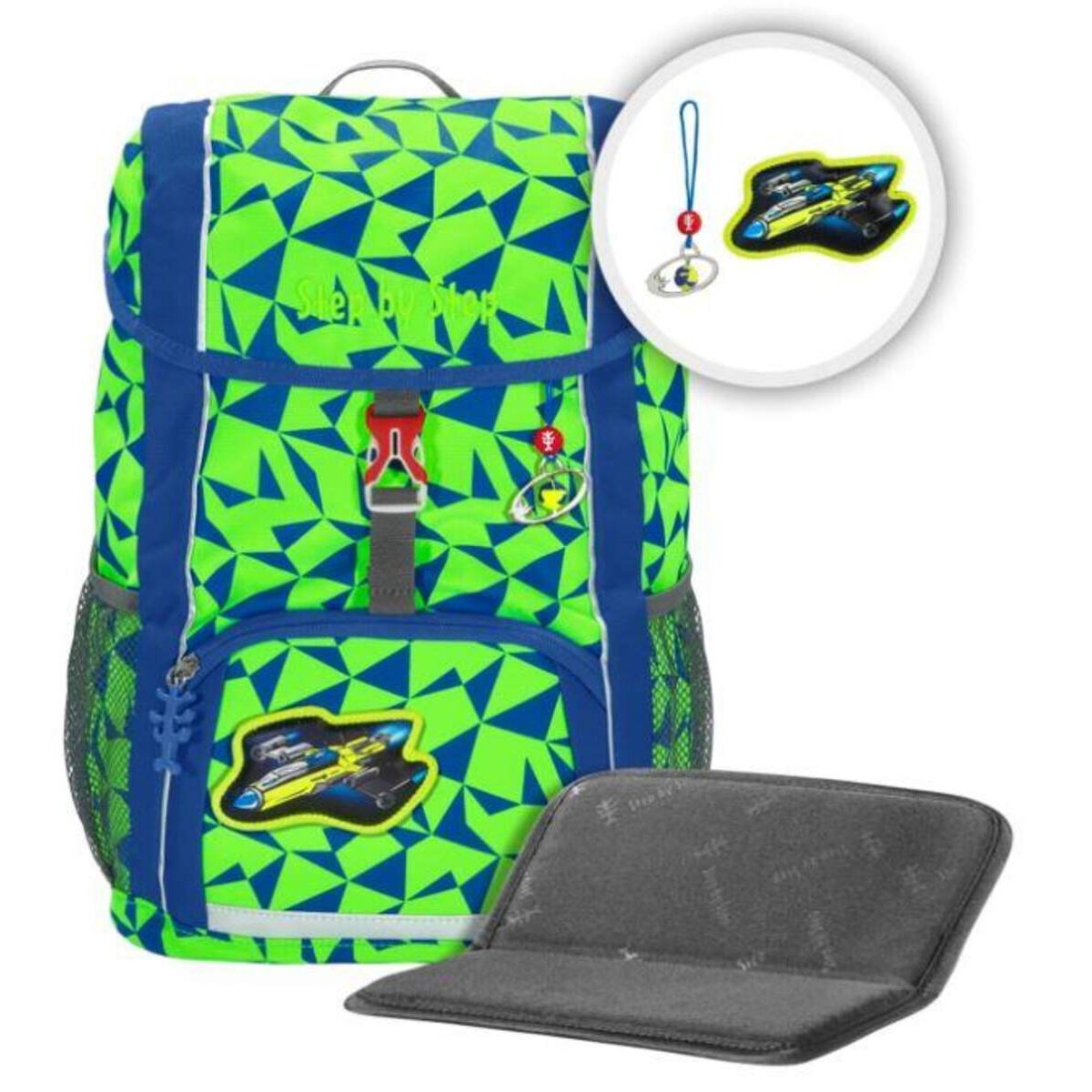 Step by Step Rucksack-Set KID NEON, "Star Catcher", mit Sitzkissen