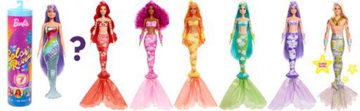 Barbie Color Reveal Puppe Meerjungfrau, Farbwechsel, Anziehpuppe