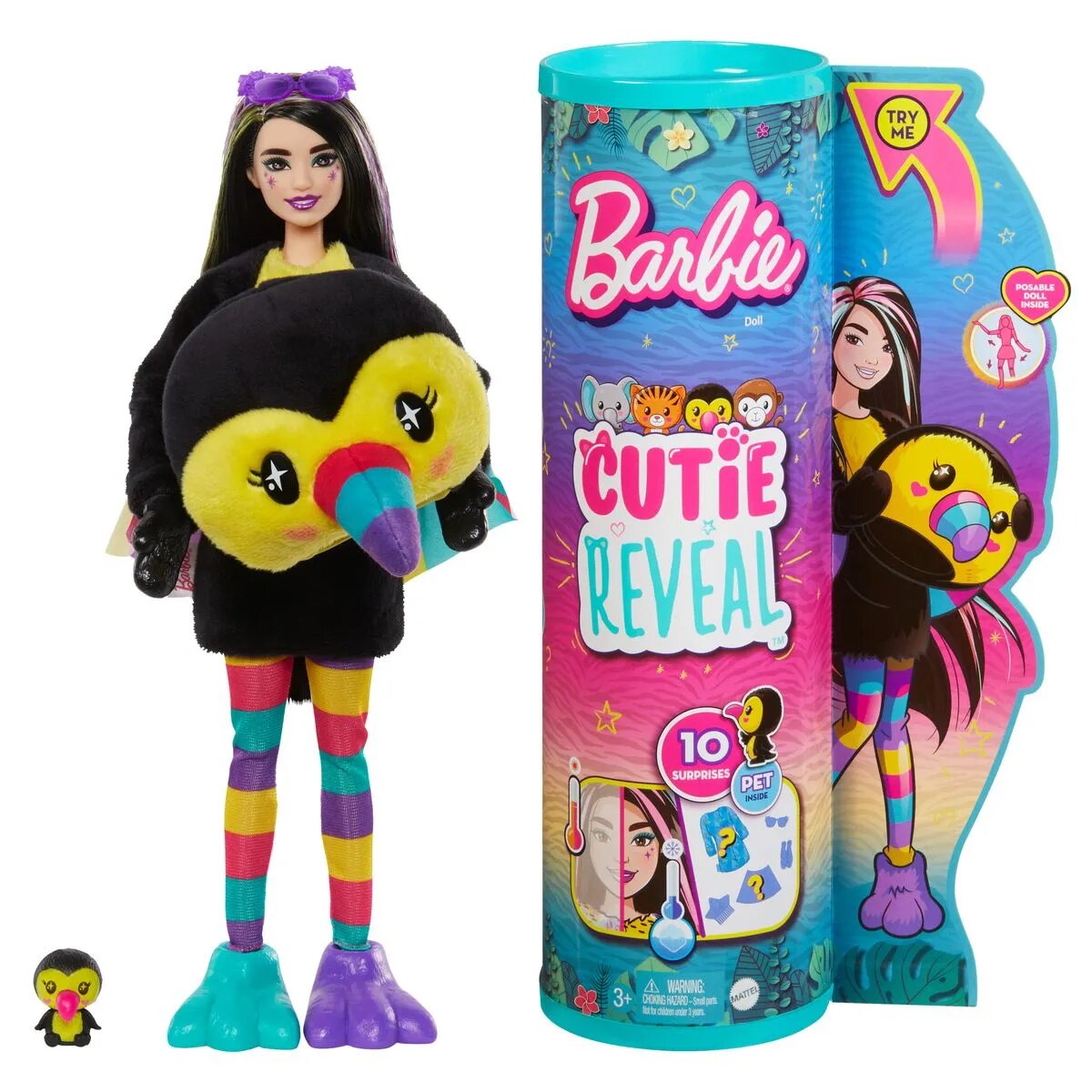 Barbie Cutie Reveal Dschungel Serie Puppe - Tukan