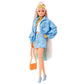 Barbie Extra Puppe (blond) mit hellblauem Rock & Jacke, Hund & Zubehör