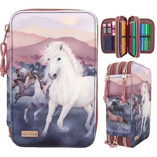 Depesche Miss Melody 3 Fach Federtasche NIGHT HORSES