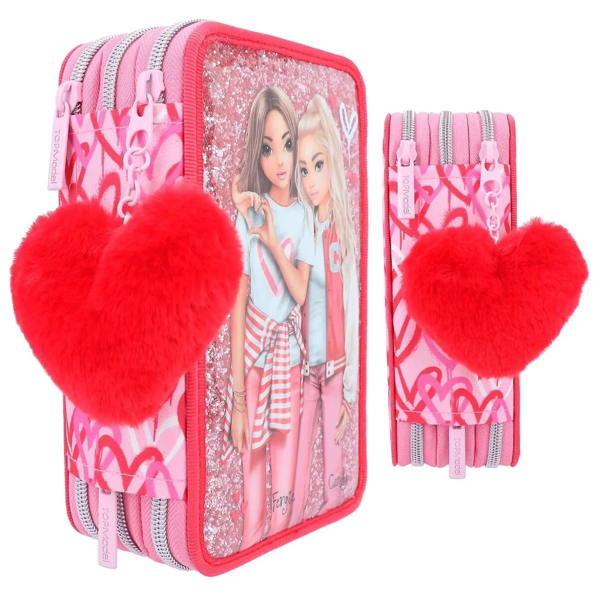 Depesche TOPModel 3-Fach Federtasche ONE LOVE mit Glitzer