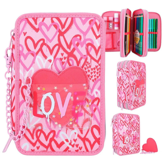 Depesche TOPModel 3-Fach Federtasche mit PU Herz ONE LOVE