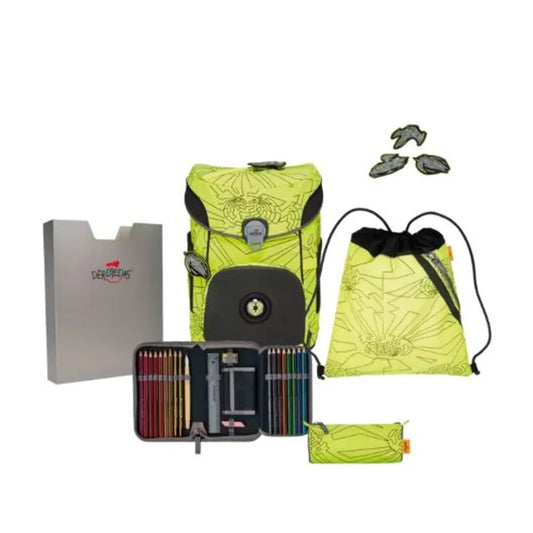 DerDieDas Schulranzen-Set ErgoFlex Easy "Superflash" Neon Fighter, 5-teilig
