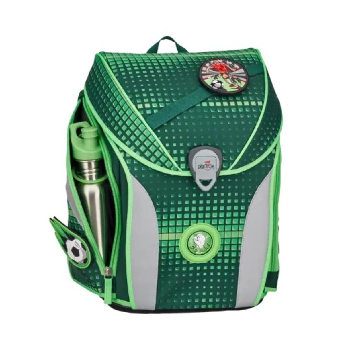 DerDieDas Schulranzen-Set Ergoflex Max Soccer Green, 5-teilig
