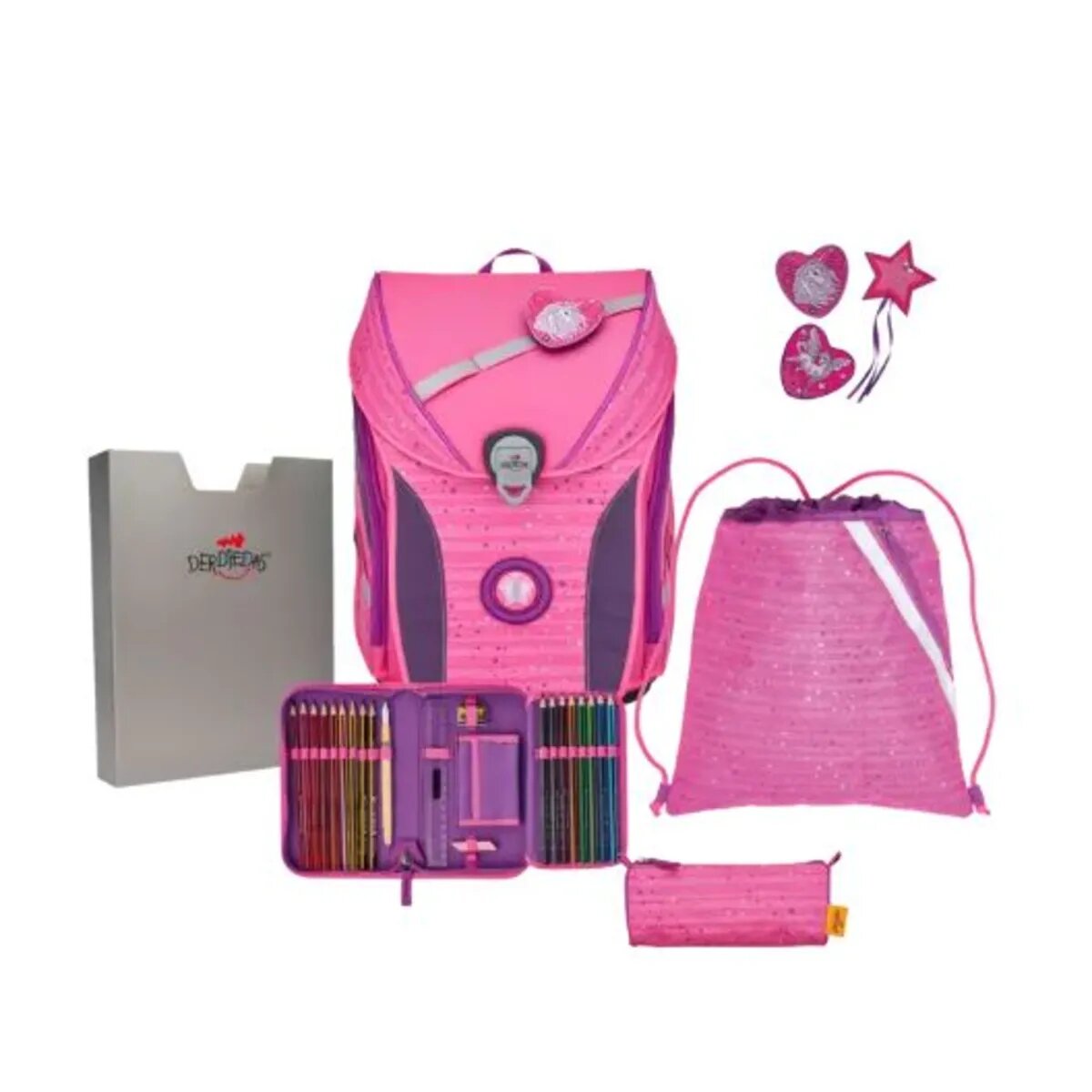 DerDieDas Schulranzen-Set Ergoflex Max Pretty Unicorn, 5-teilig