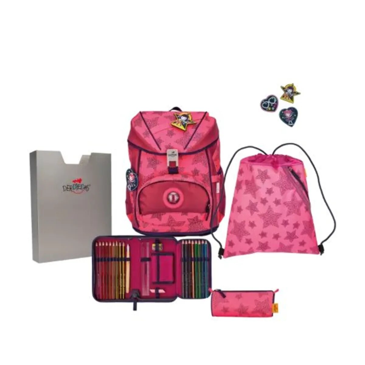 DerDieDas Schulranzen-Set ErgoFlex "Superflash" Neon Star, 5-teilig
