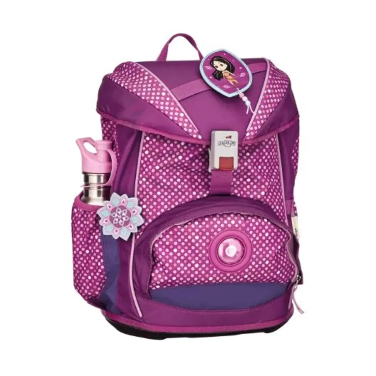 DerDieDas Schulrucksack-Set Ergoflex Purple Dots, 5-teilig