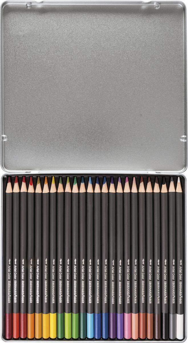Eberhard Faber Aquarellbuntstifte Metalletui mit Pinsel, 24 Stück