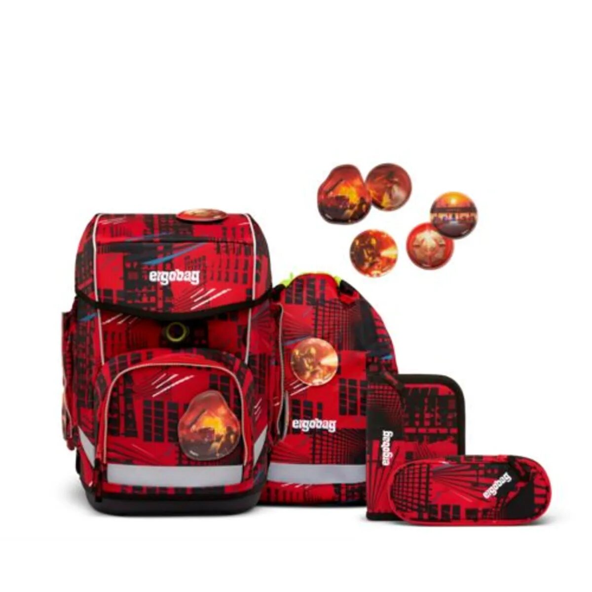 ergobag CUBO MAIN Schulrucksack-Set AlarmBärreitschaft, 5-teilig