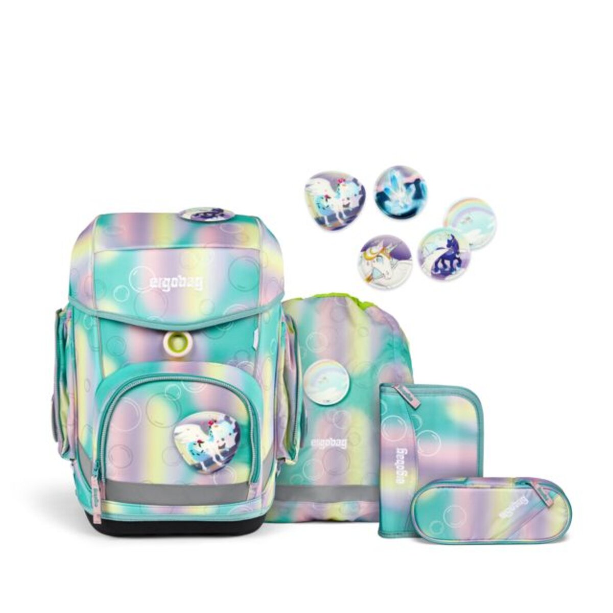 ergobag CUBO Schulrucksack-Set ZauBärwelt REFLEX GLOW, 5-teilig