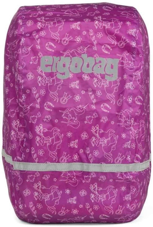 ergobag Regenschutz für Schulranzen / Schulrucksäcke, Pferde / Lila