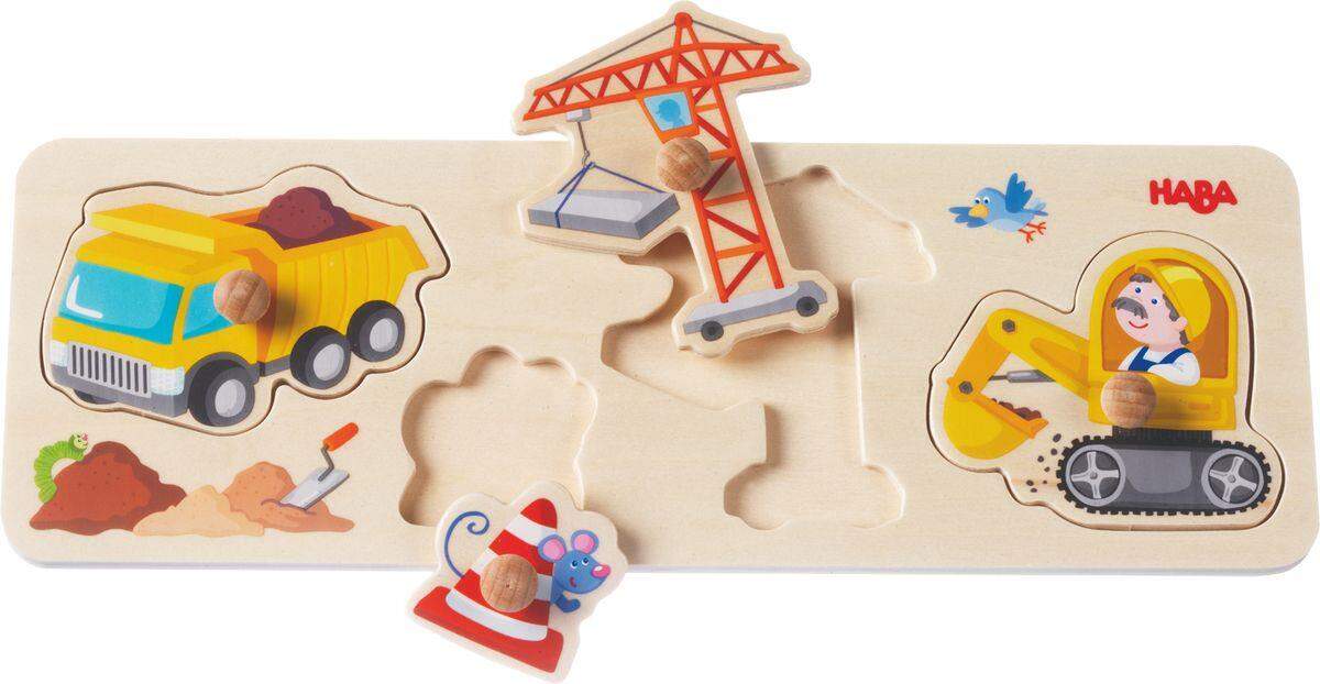 HABA 301943 Greifpuzzle Auf der Baustelle, 4 Teile