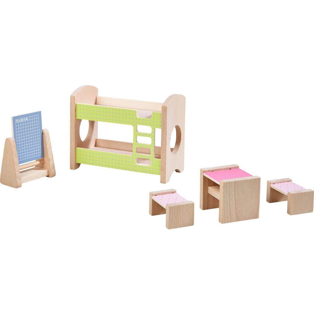 HABA 303836 Little Friends Puppenhaus-Möbel Kinderzimmer für Geschwister