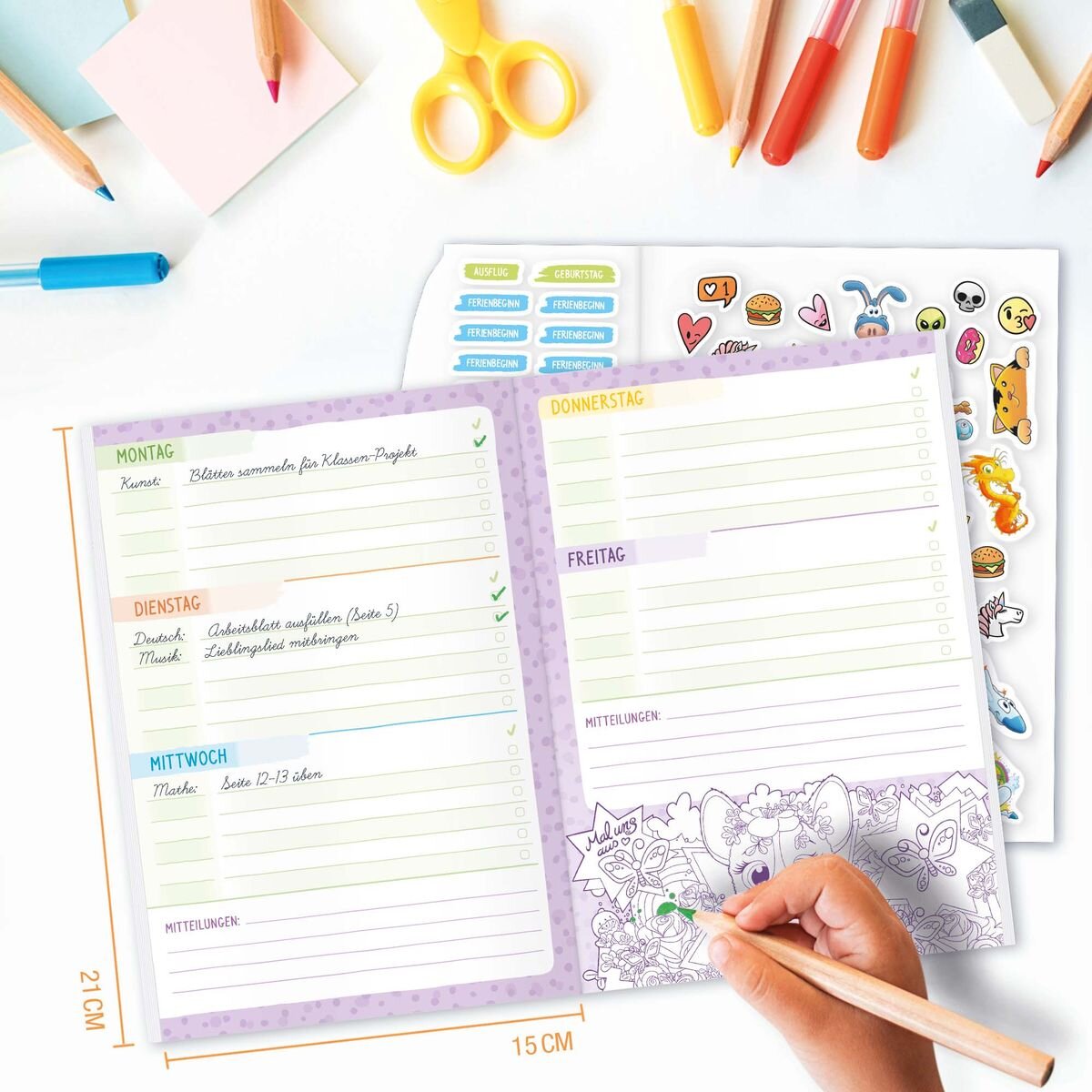 Häfft Verlag Grundschul-Aufgabenheft A5 mit Stickerbogen, 1 Stück, 2-fach sortiert