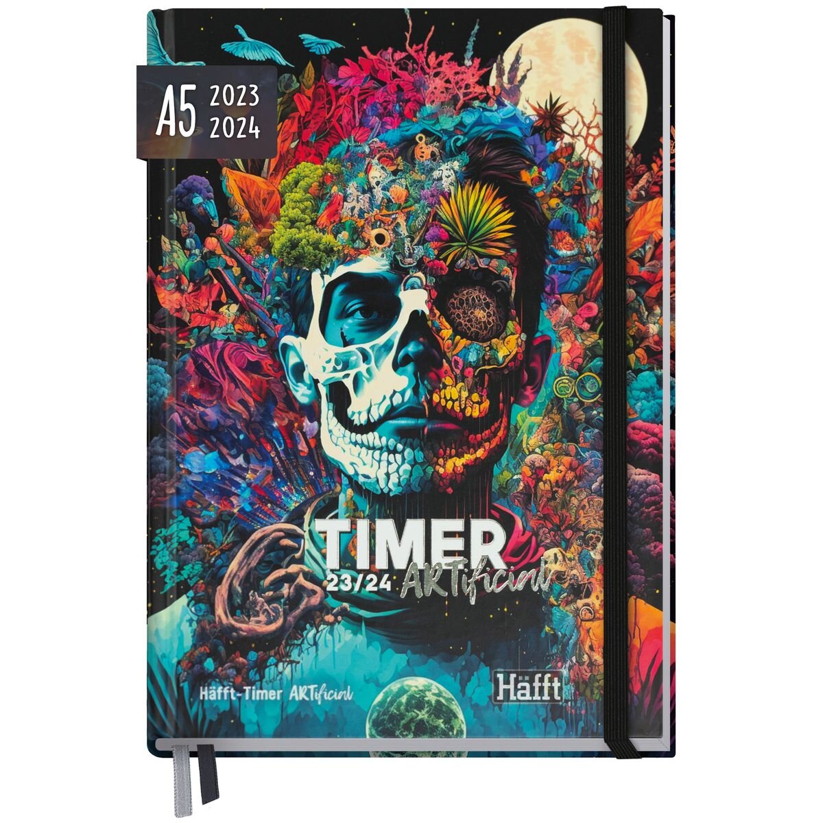 Häfft Verlag Häfft-Timer ARTificial 23/24  A5, Aug 23 – Sep 24, Gummib, 1 Stück, 3-fach sortiert