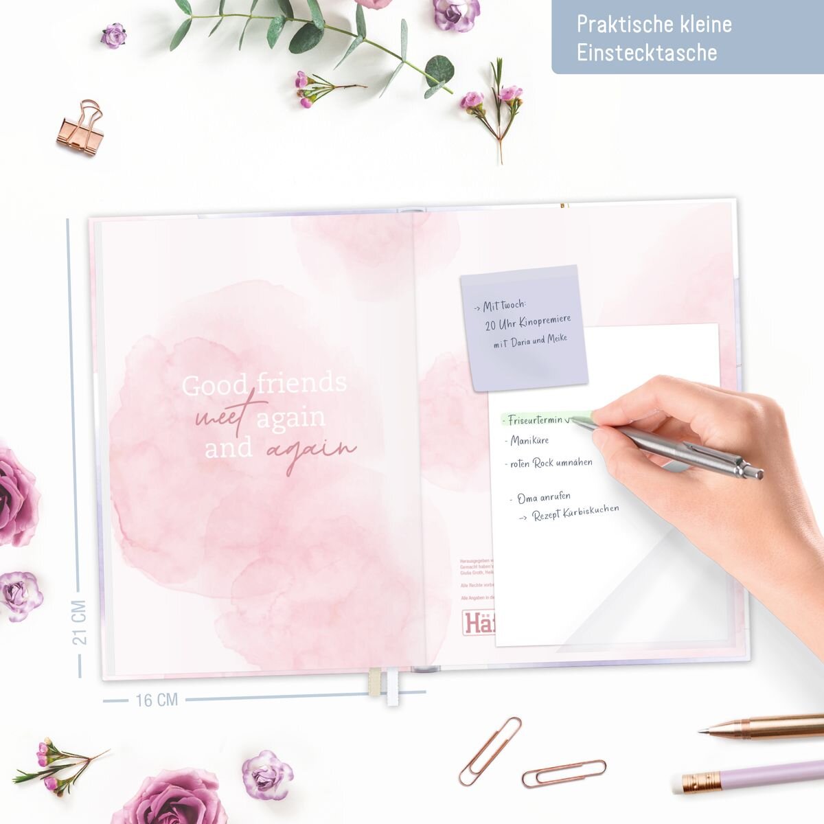 Häfft Verlag Häfft-Timer „Giulia Groth“ 23/24  Influencer-Edition, A5 mit Einstecktasche und Gummiband