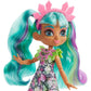 Mattel Cave Club Rockelle Puppe (25 cm), prähistorische Modepuppe mit Haus-Dinosaurier