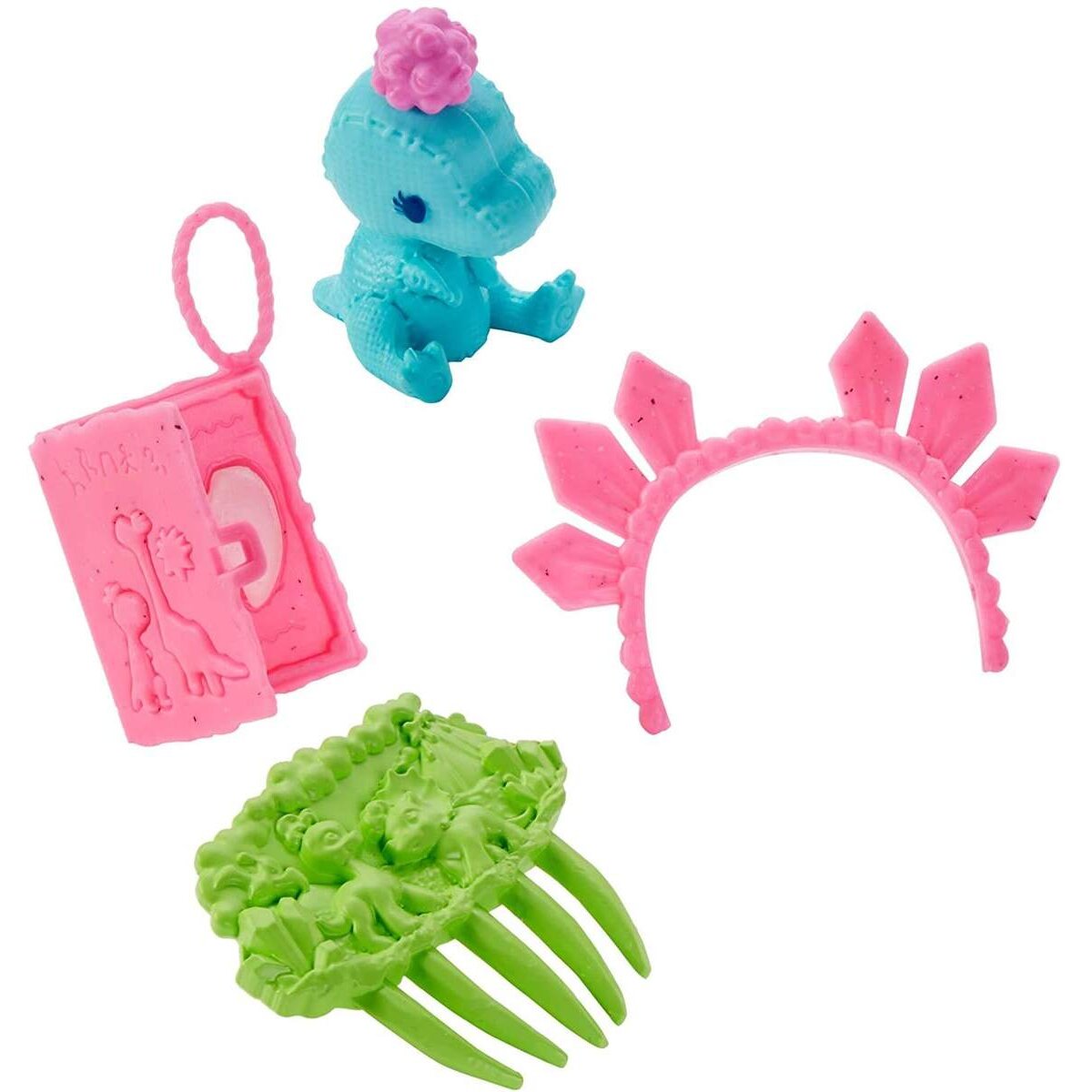 Mattel Cave Club Rockelle Puppe (25 cm), prähistorische Modepuppe mit Haus-Dinosaurier
