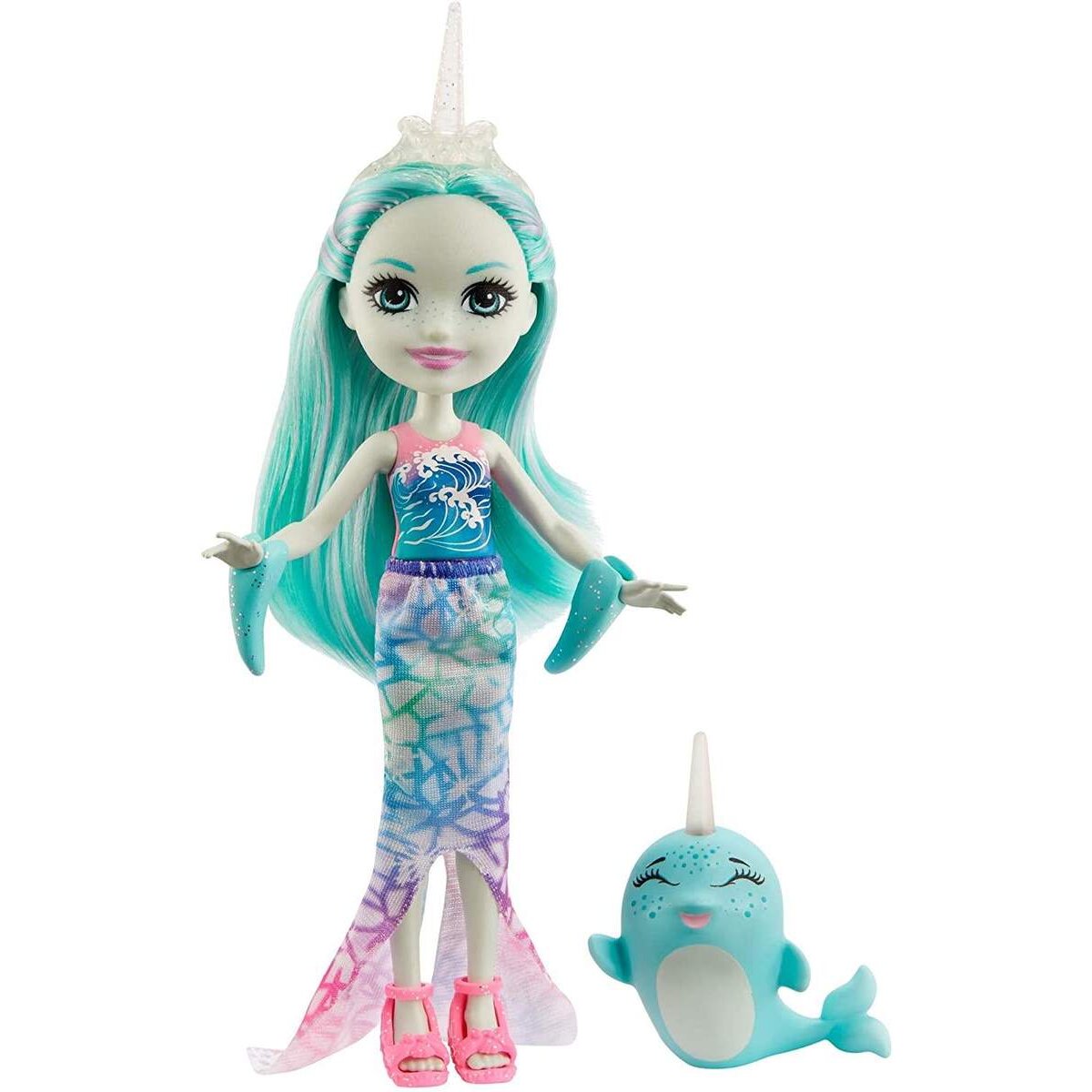 Mattel Enchantimals Naddie Narwhal Puppe (ca. 15 cm) und Tierfreundin Sword