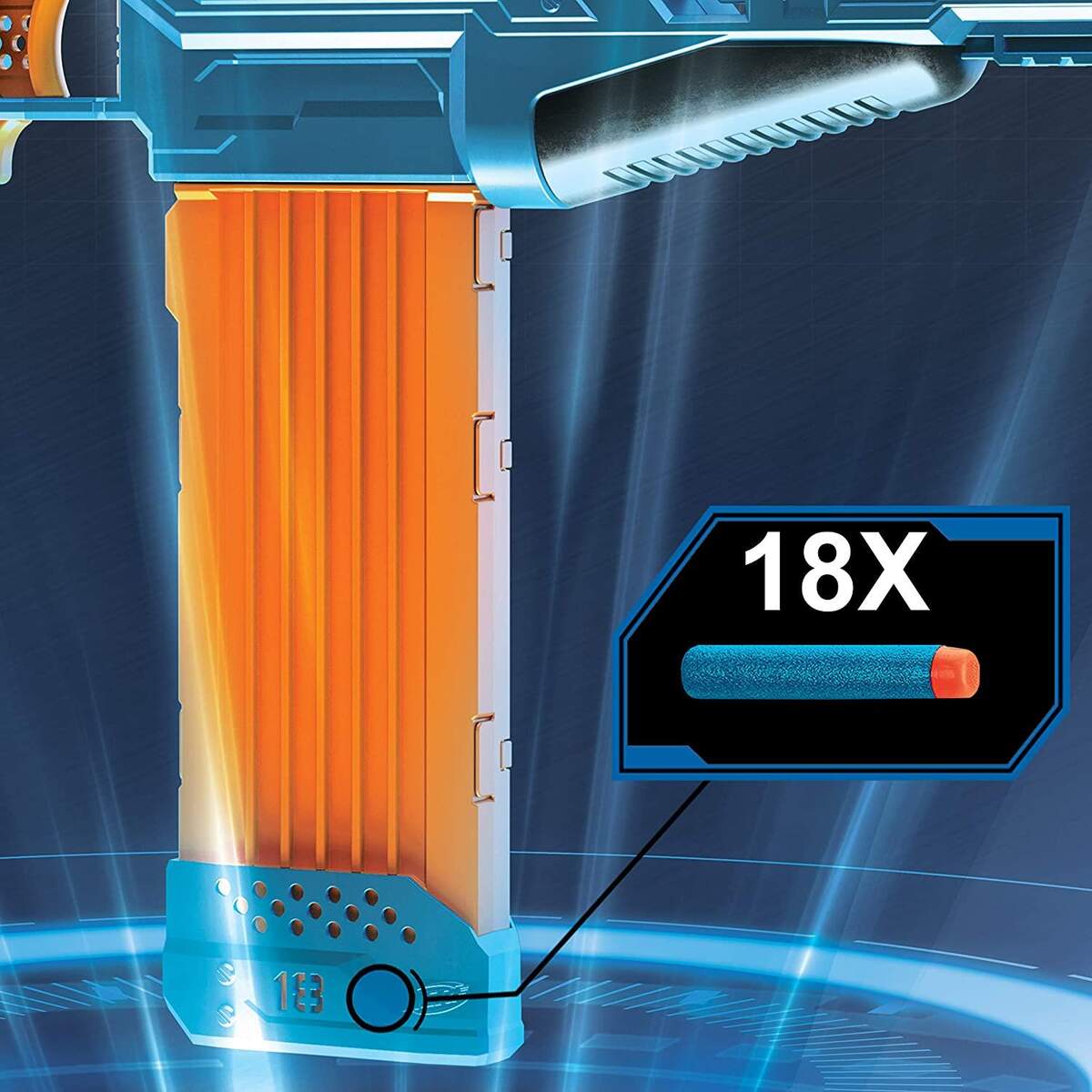 Nerf Elite 2.0 Turbine CS-18 motorisierter Blaster, 36 Nerf Darts, 18-Dart Clip-Magazin, Tactical Rails