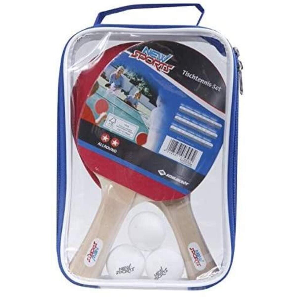 New Sports Tischtennis Set, 2 Schläger und 3 Bälle in Tasche