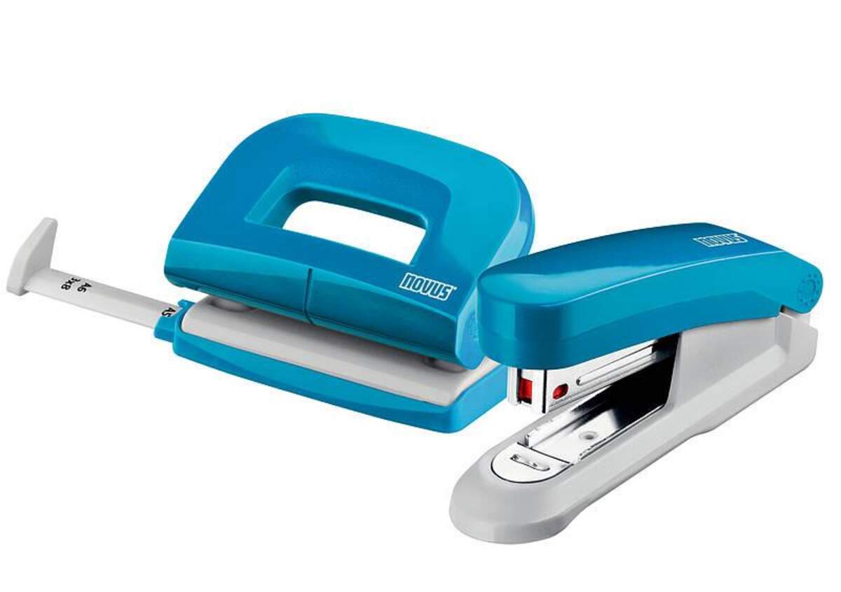 Novus Schreibtisch-Accessoire Set fresh Hefter E15 Locher E210 petrol glänzend