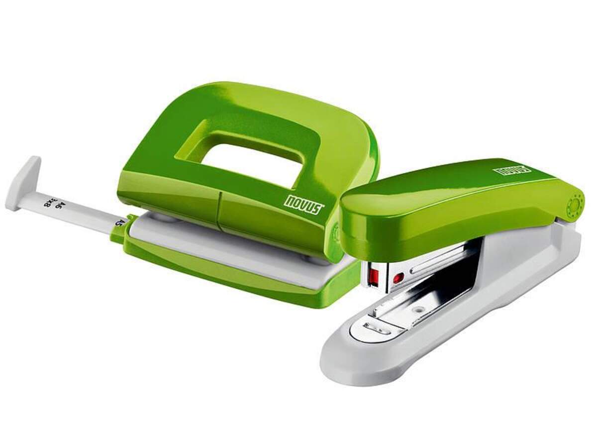 Novus Schreibtisch-Accessoire Set fresh Hefter E15 Locher E210 grün glänzend