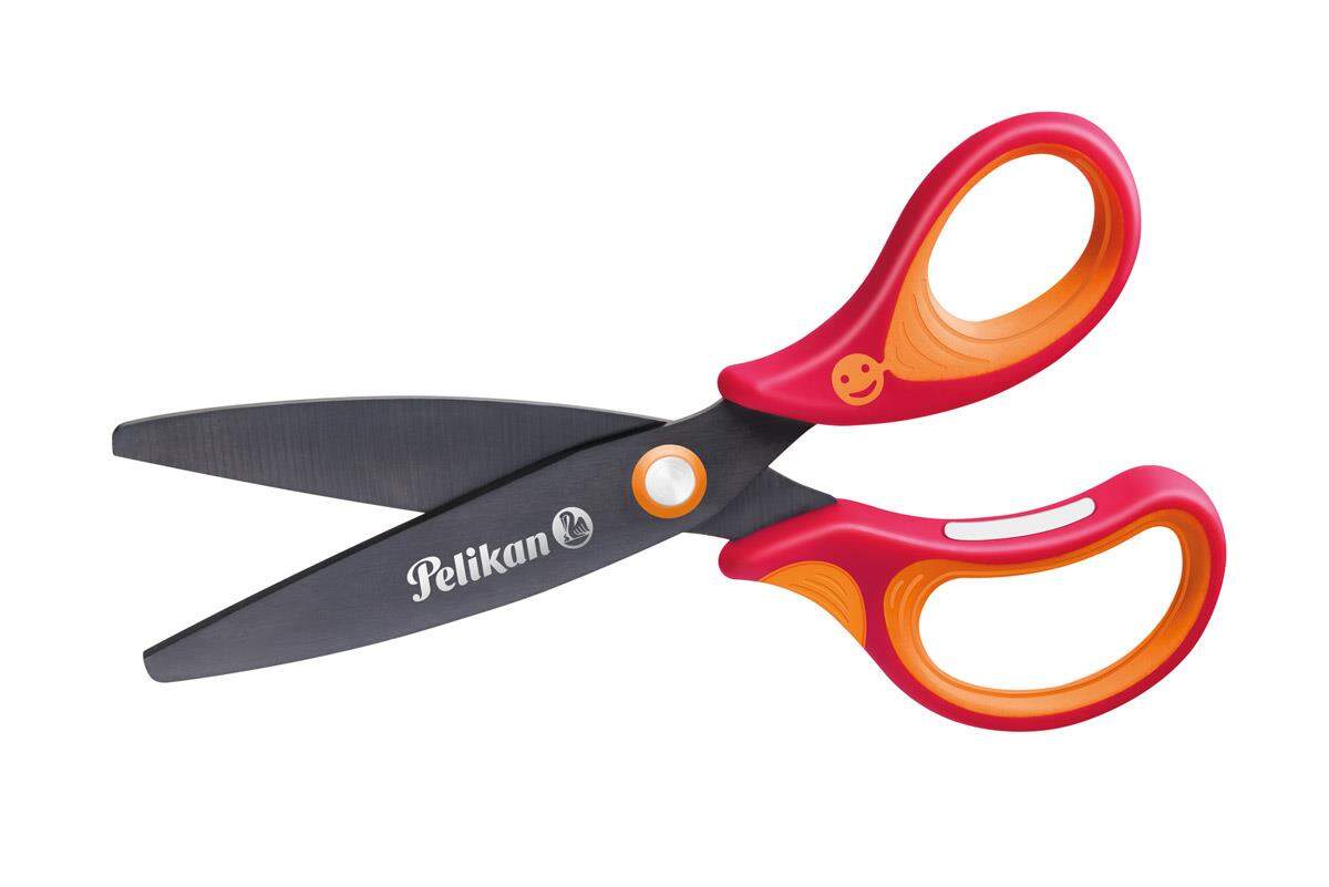 Pelikan griffix® Ergonomische Schulschere, rot, 14 cm, rechts, Blisterkarte