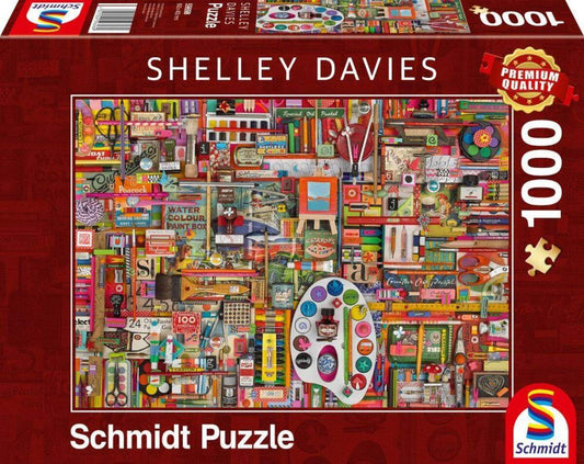Schmidt Spiele Puzzle - Shelley Davies Vintage Künstlermaterialien, 1000 Teile
