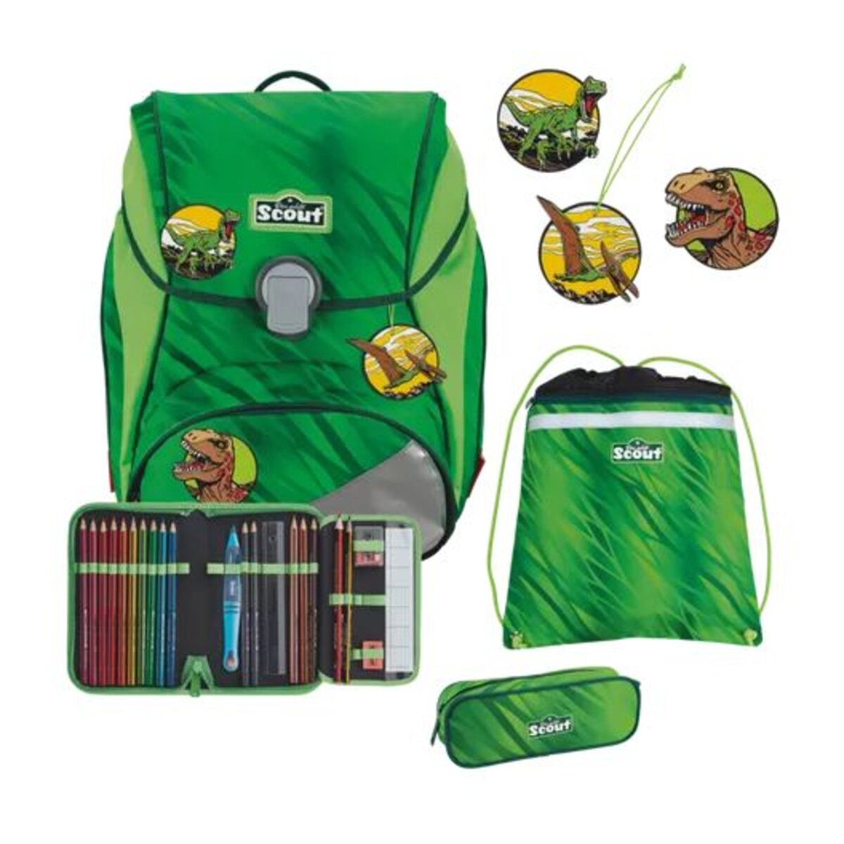 Scout Schulranzen-Set Alpha DIN Dino Rex