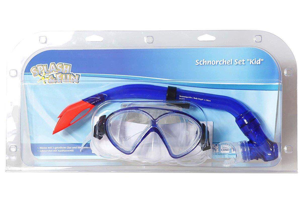 Splash & Fun Tauchermaske mit Schnorchel, blau