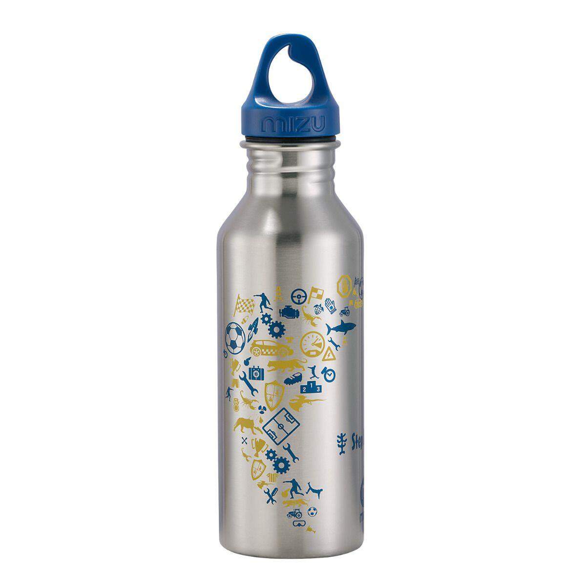 Step by Step Edelstahl-Trinkflasche Schraubverschluss mit Henkel, 500 ml, Blue&Yellow