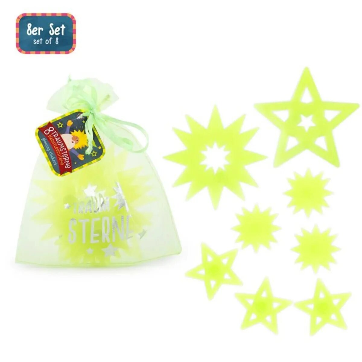 Trendhaus Wichtel Sterne GITD 8er-Set